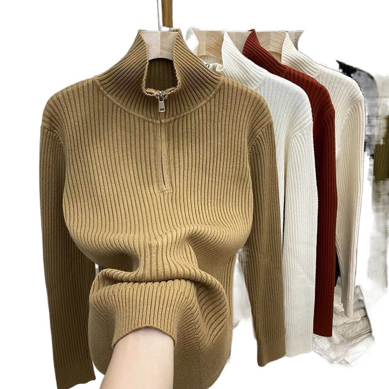 Women's Thick Loose Zip Turtleneck Sweater